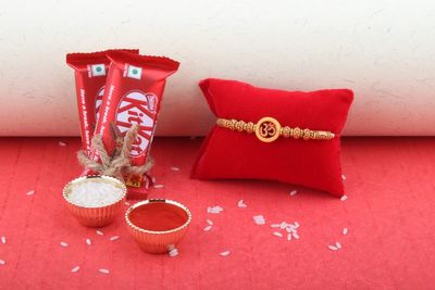 SFU E Com 2 pieces Nestle Kitkat with Rakhi | Rakhi Chocolate Gift Hamper | Rakhi with Chocolates| Roli, Chawal, Chandan, Misri | 10