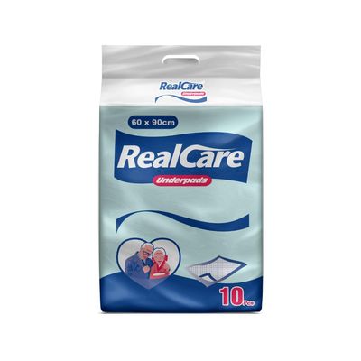 Realcare Overnight Adult Underpads, Pack of 1 (10 Counts), Disposable Bed Pads with High Absorption for Incontinence and Leak Proof Protection, Unisex, 60 x 90 cms.