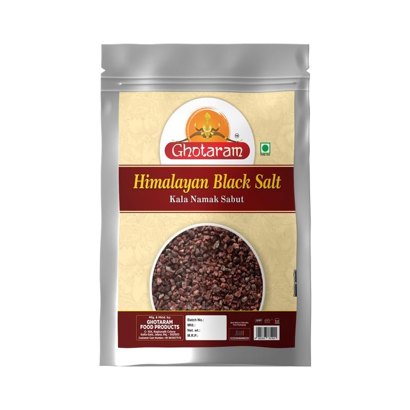 Ghotaram Grinder Perfect Black Salt | Black Salt Whole | Sabut Kala Namak | Crystal Black Salt Kala Loon Chunks | Saboot Sabut Kala Namak Khada Namak-400GM*1Pack