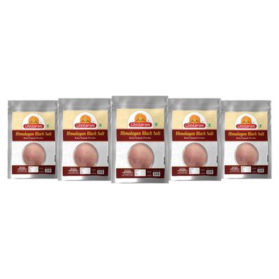 Ghotaram Kiln Fired Black Salt Powder Kala Namak Powder | Himalayan Kala Namak, Black Salt Powder Rich in Antioxidants, Minerals, Vitamins | Pinkish Grey Black Salt-400GM*5Pack