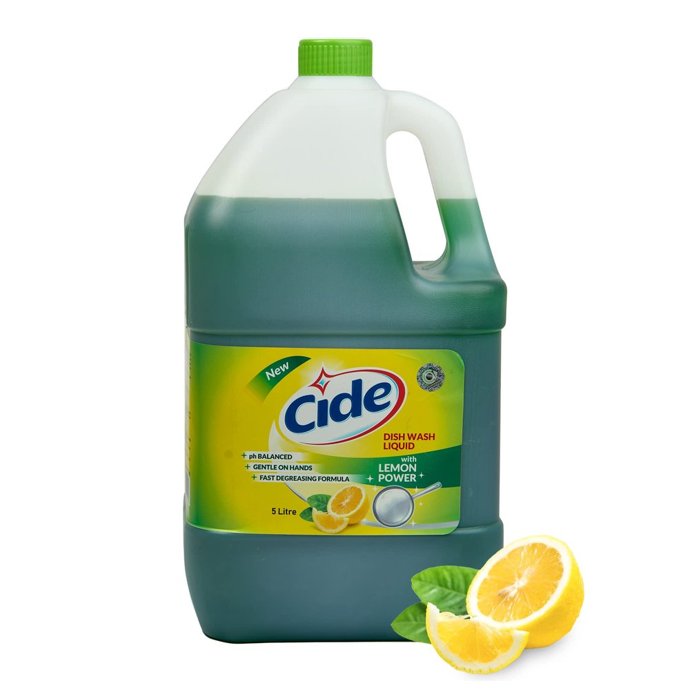 Cide Dish Wash Liquid With Lemon Power 5 litre Powerful Grease Cutter for Sparkling Clean Dishes Gentle on Hands, Fresh Lemon Scent