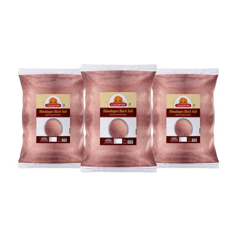 Ghotaram Black Crystal Salt Powder | Kala Namak Powder An Essential and Flavorful Salt for Your Cooking Needs | Himalayan Kala Namak Powder Rich in Antioxidants, Minerals, Vitamins-100GM*3Pack