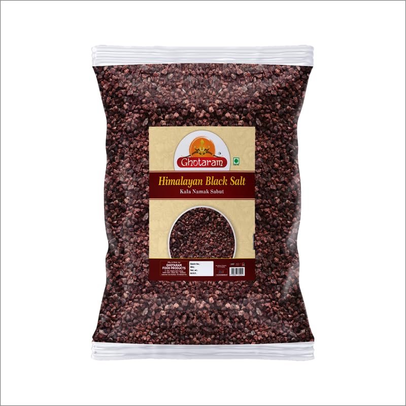 Ghotaram Sabut Suddh Kala Namak Exotic Mineral Rich Black Salt Fresh Himalayan Black Salt Impurity Free | Grinder Perfect for Chaats Chutneys Salads Fruits Pickling Grilled Chicken-400GM*1Pack
