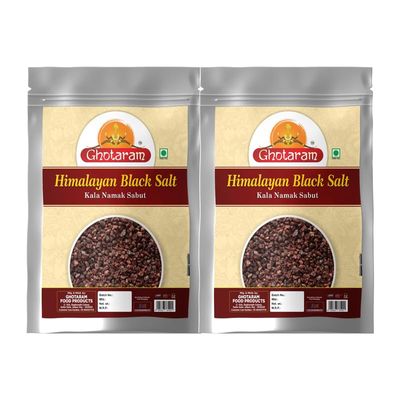 Ghotaram Grinder Perfect Black Salt | Black Salt Whole | Sabut Kala Namak | Crystal Black Salt Kala Loon Chunks | Saboot Sabut Kala Namak Khada Namak-400GM*2Pack
