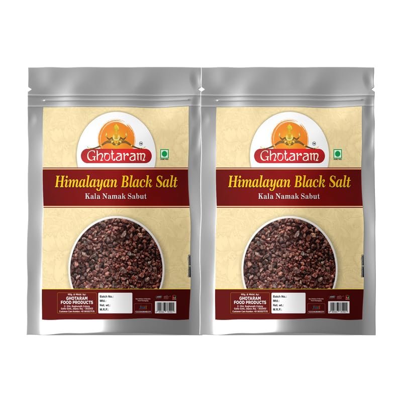 Ghotaram Kala Loon/Bit Lobon | Kala Namak Black Rock Salt Grinder, Easy to Grind | Free from Micro-Plastics | Pure & Natural | Rich in Natural Minerals-400GM*2Pack