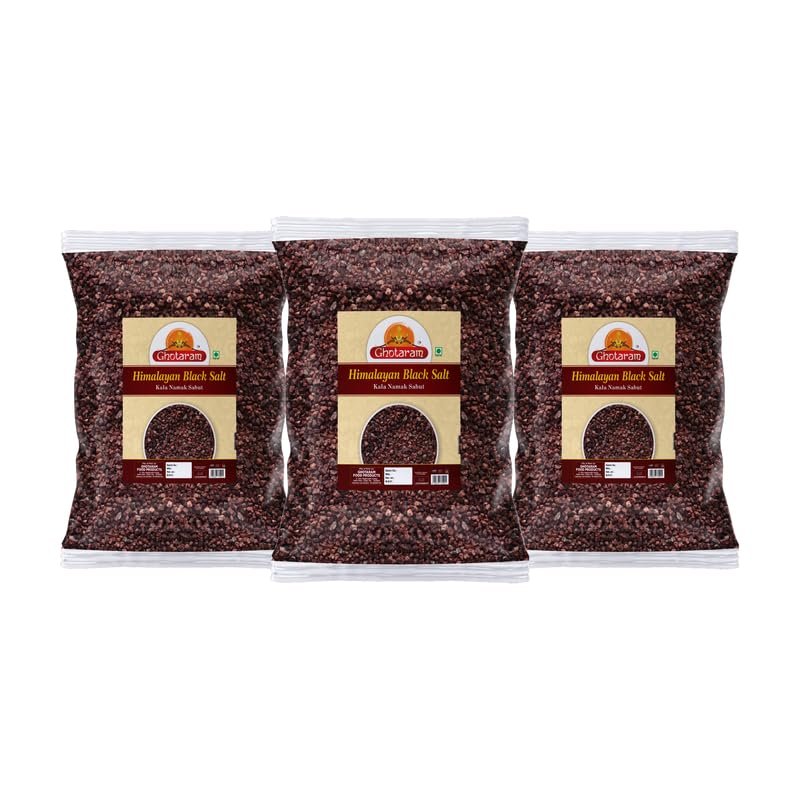 Ghotaram Feng Shui Arabian Black Sea Salt Crystals,Unrefined|Non-iodised|Impurity Free|Optically Sorted|Natural Black Salt|Use for Pickling, Scrubs, Herbal infusions-1900GM*3Pack
