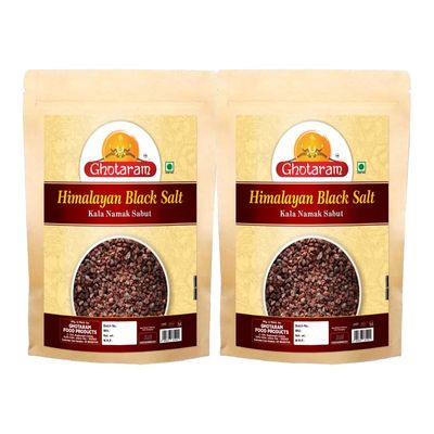 Ghotaram Whole Black Salt Crystals Pure Himalayan Black Salt | Black Salt Whole/Kala Namak | Himalayan Black Rock Salt (Crystal) Impurity Free | Rich in Natural Minerals- 400GM*2Pack