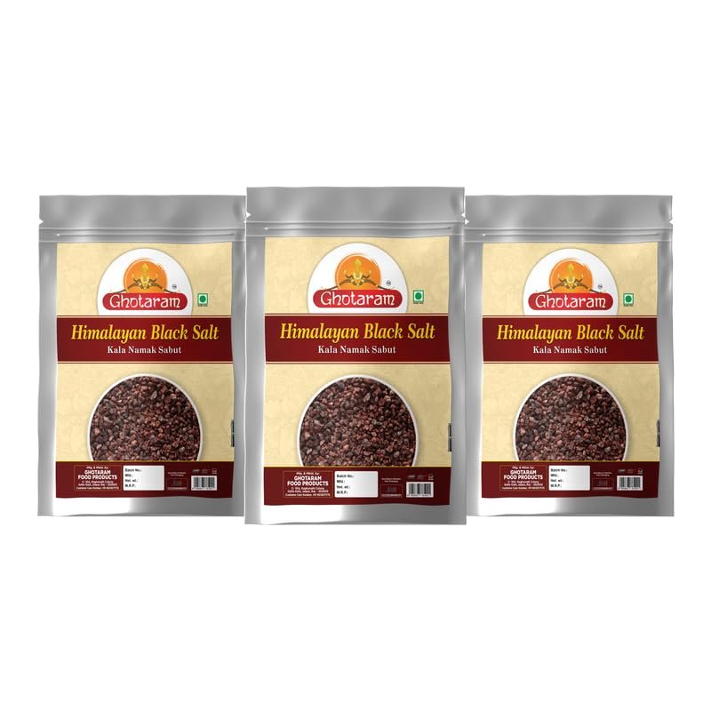 Ghotaram Kala Loon/Bit Lobon | Kala Namak Black Rock Salt Grinder, Easy to Grind | Free from Micro-Plastics | Pure & Natural | Rich in Natural Minerals-100GM*3Pack