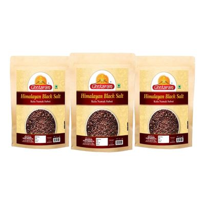 Ghotaram Diwali Sale Mineral Rich Black Salt | Exotic Kala Namak | Whole Natural Black Salt | Sabut Kala Namak | Crystal Kala Namak Chunks Kala Loon Chunks-100GM*3Pack Great Indian Festival