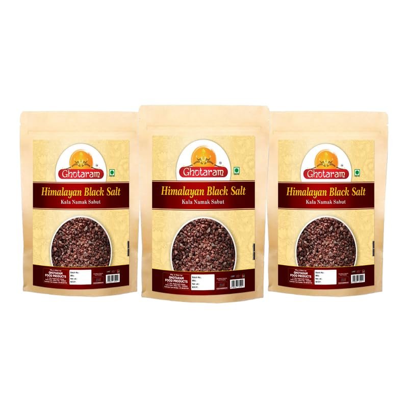 Ghotaram Diwali Sale Mineral Rich Black Salt | Exotic Kala Namak | Whole Natural Black Salt | Sabut Kala Namak | Crystal Kala Namak Chunks Kala Loon Chunks-100GM*3Pack Great Indian Festival
