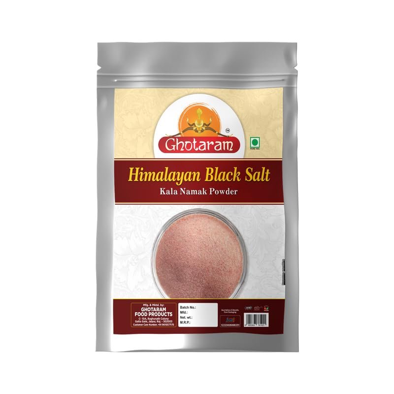 Ghotaram Black Salt/Kala Namak Powder with 84 Trace Minerals | Pure Himalayan Black Rock Salt Cooking Salt for A Healthy Life | Kiln Fired Pinkish Grey Black Salt Powder Kala Namak-1900GM*1Pack