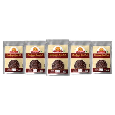 Ghotaram Grinder Perfect Black Salt | Black Salt Whole | Sabut Kala Namak | Crystal Black Salt Kala Loon Chunks | Saboot Sabut Kala Namak Khada Namak-400GM*5Pack
