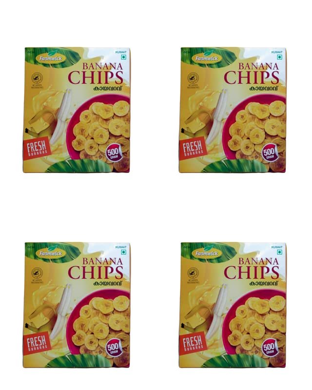 FARMWICK's Natural Kerala Banana Chips - Delicious Snacks - 500 Gm (Pack of 5)