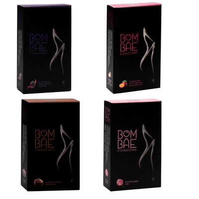 BOMBAE condoms Black Grapes Extra Time with 1600 dots I Chocolate Super dots I Cotton Candy 3 in 1 I Fruit Extra time dots I Pack of 4 (10 pieces per pack) 40 condom