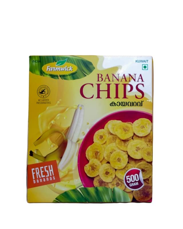 FARMWICK's Natural Kerala Banana Chips - Delicious Snacks - 500 Gm (Pack of 1)