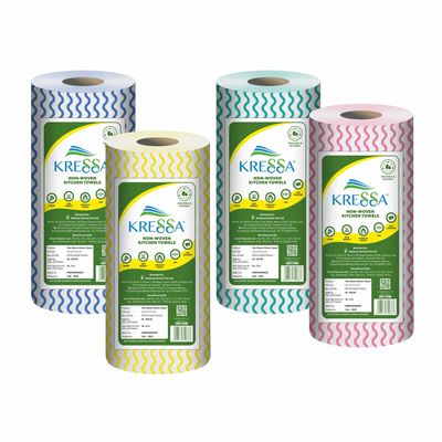Kressa Non-woven kitchen towel roll| Reusable Kitchen Wipes (Pack of 4)