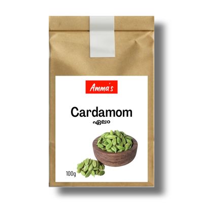 AMMA'S - Kerala Green Cardamom (Elaichi) 8MM I Handpicked from Kerala's Plantations | Pack of 100g