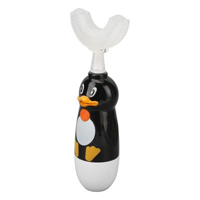 Sonic U Shaped Toothbrush, Cute Bear Kids Electric Toothbrush Rechargeable Ergonomic Fast Cleaning with 3 Brush Heads for Home (Black)