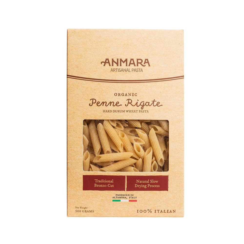ANMARA Artisanal Pasta,Organic Penne Rigate (Hard Durum Wheat)-500G