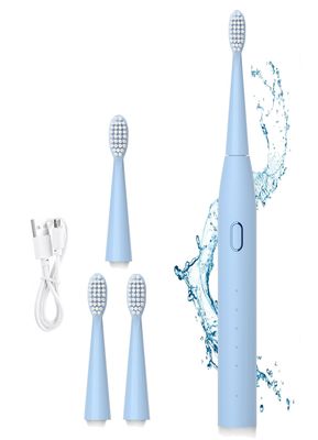 US1984 Sonic Electric Toothbrush for Kids Adults with 5 Modes, 4 Brush Heads & Rechargeable Battery Last upto 30 Days, Ultra Soft Nylon Bristles, IPX7, Electric Power Tooth brush (Light Blue)