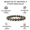 7VENS Original Pyrites Crystal Bracelet with Lab Certificate for Men and Women - Natural Energised Stone Pyrites Bracelet for Healing, Willpower, Money, Protection, Wealth and Business - 8MM Bead , Shiny Grey view 3