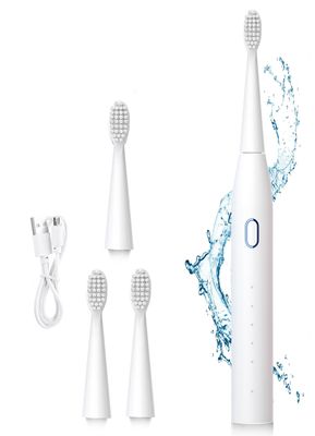 US1984 Sonic Electric Toothbrush for Kids Adults with 5 Modes, 4 Brush Heads & Rechargeable Battery Last up to 30 Days, Ultra Soft Nylon Bristles, IPX7 Waterproof, Electric Power Tooth brush (White)