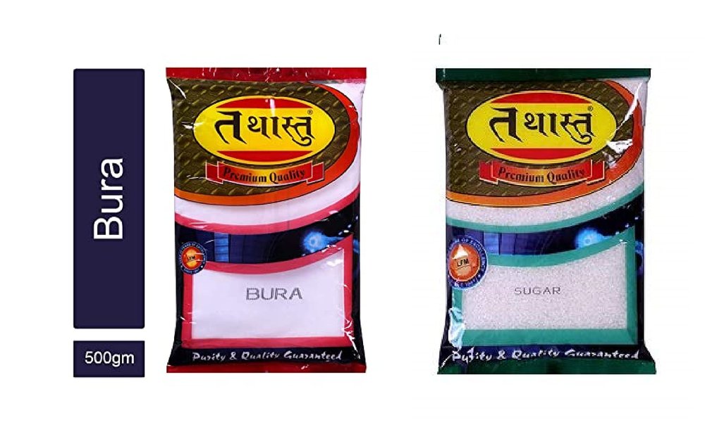 Tathastu Pure and Hygienic White Bura Sugar Powder & Sabut Chini 1 KG Each (Combo Pack of 2)