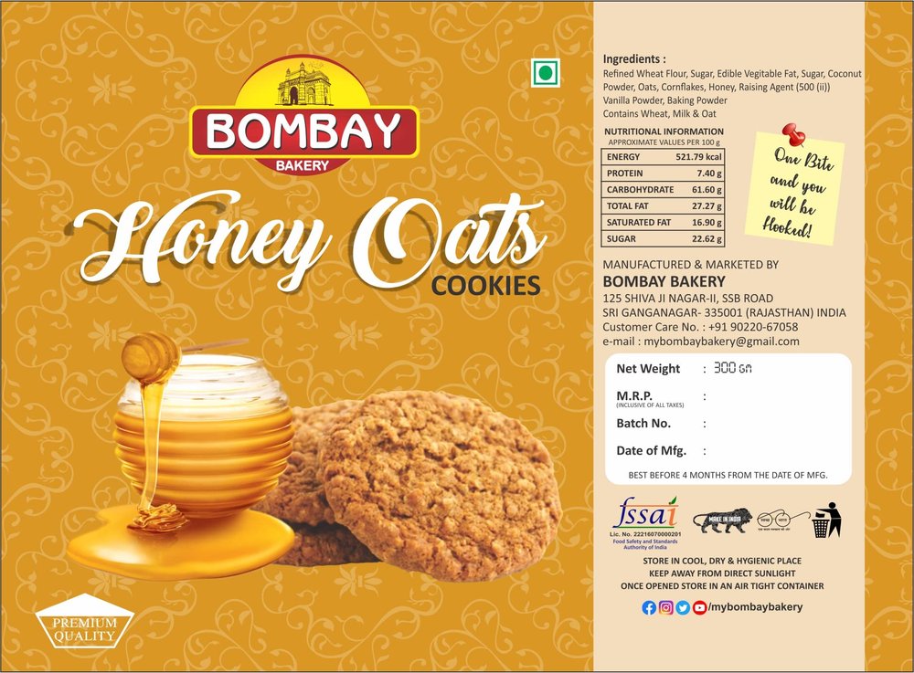 BOMBAY BAKERY HONEY OATS COOKIES (OATS)