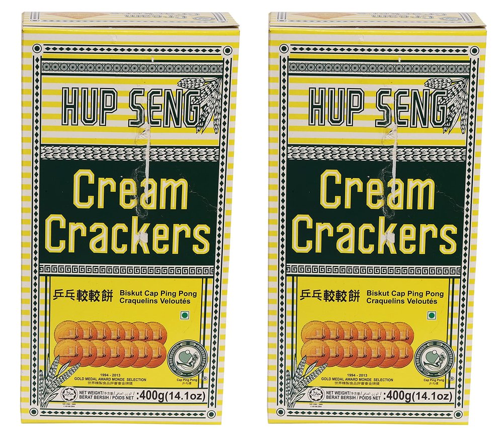 Hup Seng Classic Cream Crackers/Biskut Cap Ping Pong, 400g Pack of 2