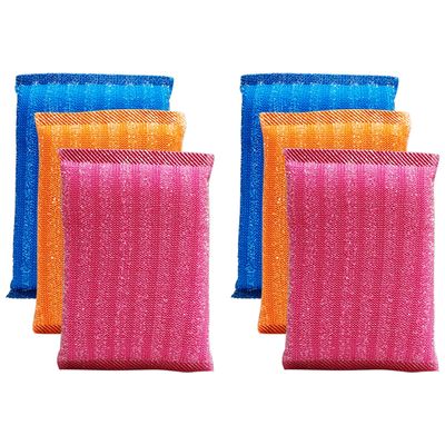 Ecommer Sponge Scrubber for Kitchen, Sponge Scrub Pad for Utensils, Foam Pad Non-Scratch Scrubber for Dishes Multicolor - Pack of 6