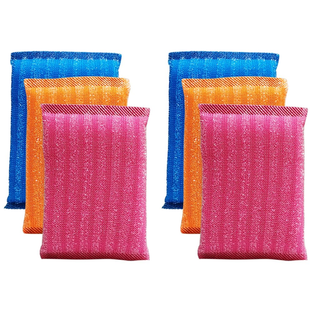 Ecommer Sponge Scrubber for Kitchen, Sponge Scrub Pad for Utensils, Foam Pad Non-Scratch Scrubber for Dishes Multicolor - Pack of 6