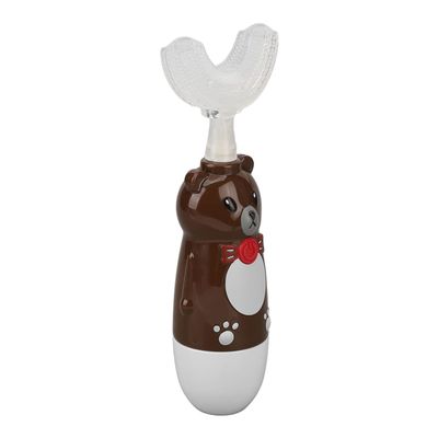 Sonic U Shaped Toothbrush, Kids Smart Toothbrush Automatic Ergonomic Cute Bear with 3 Brush Heads for Travel (Brown)