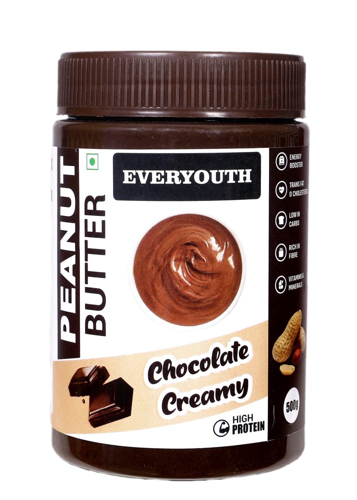 EVERYOUTH Peanut Butter ? Delicious, High Protein, Zero Trans-fat, Cholesterol Free & Vegan - Creamy Chocolate, (500g)