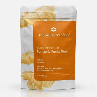 The Wellness Shop - Turmeric Facial Wax Powder, 5 Min Painless Natural Face Hair Removal Waxing Powder, Easy To Use At Home| Facial wax powder for woman (100G)