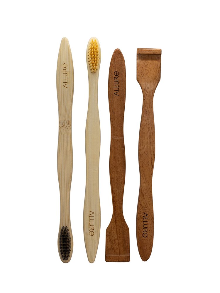 Allure Toothbrush with Tounge Cleaner OT-02 + OTC (Brown, OT-01+02+OTC-PACK2)