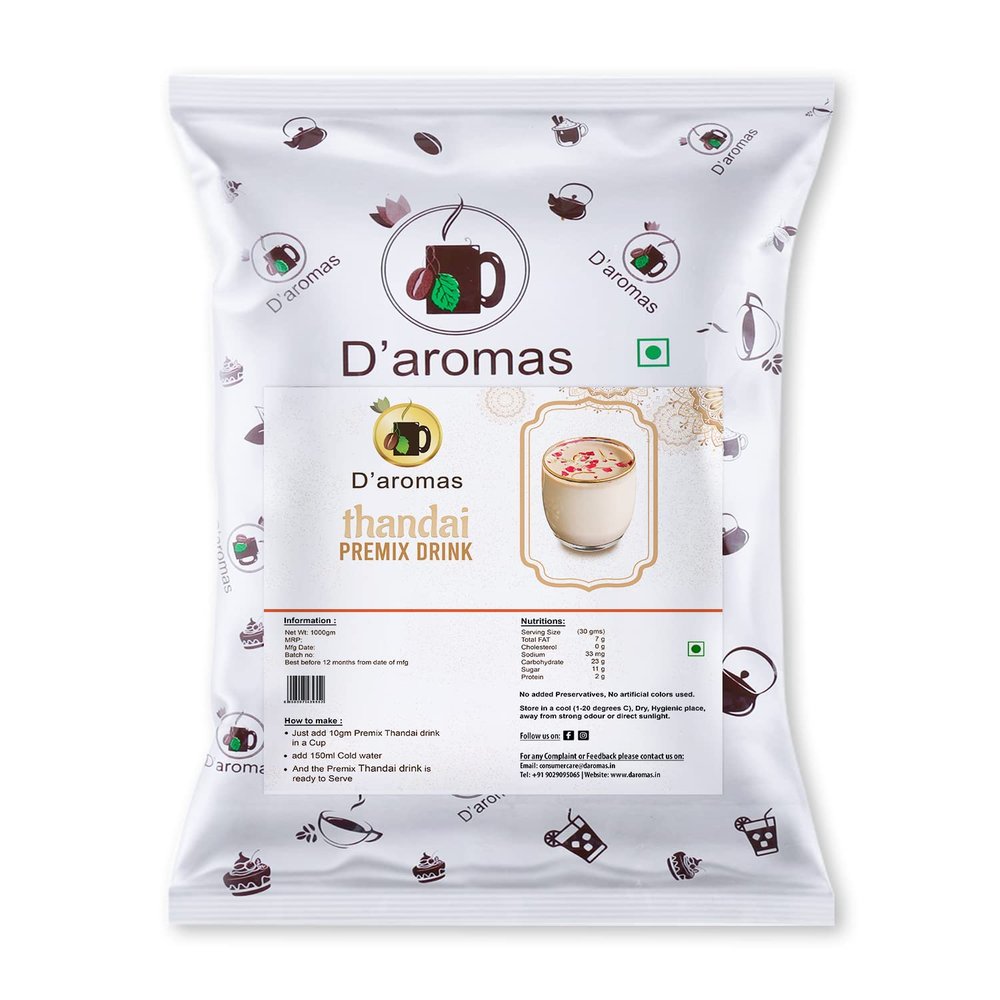 D'aromas Instant Thandai Premix - 1kg,Instant Premix Mix Powder, Refershing Summer Drink Premix,Healthy Thandai Drink Mix