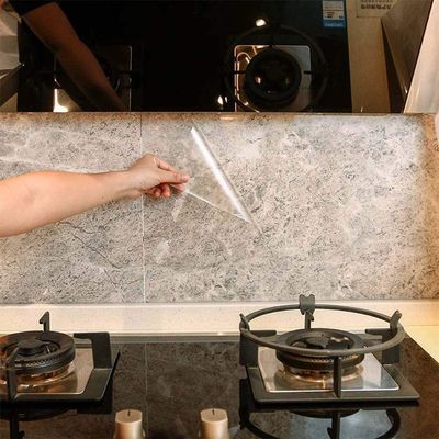SIA VENDORS Clear Transparent Kitchen Backsplash Protective Contact Paper Removable Clear Wall Protector Oil Proof Waterproof Sticker Easy to Clean 20 x 40 Inch
