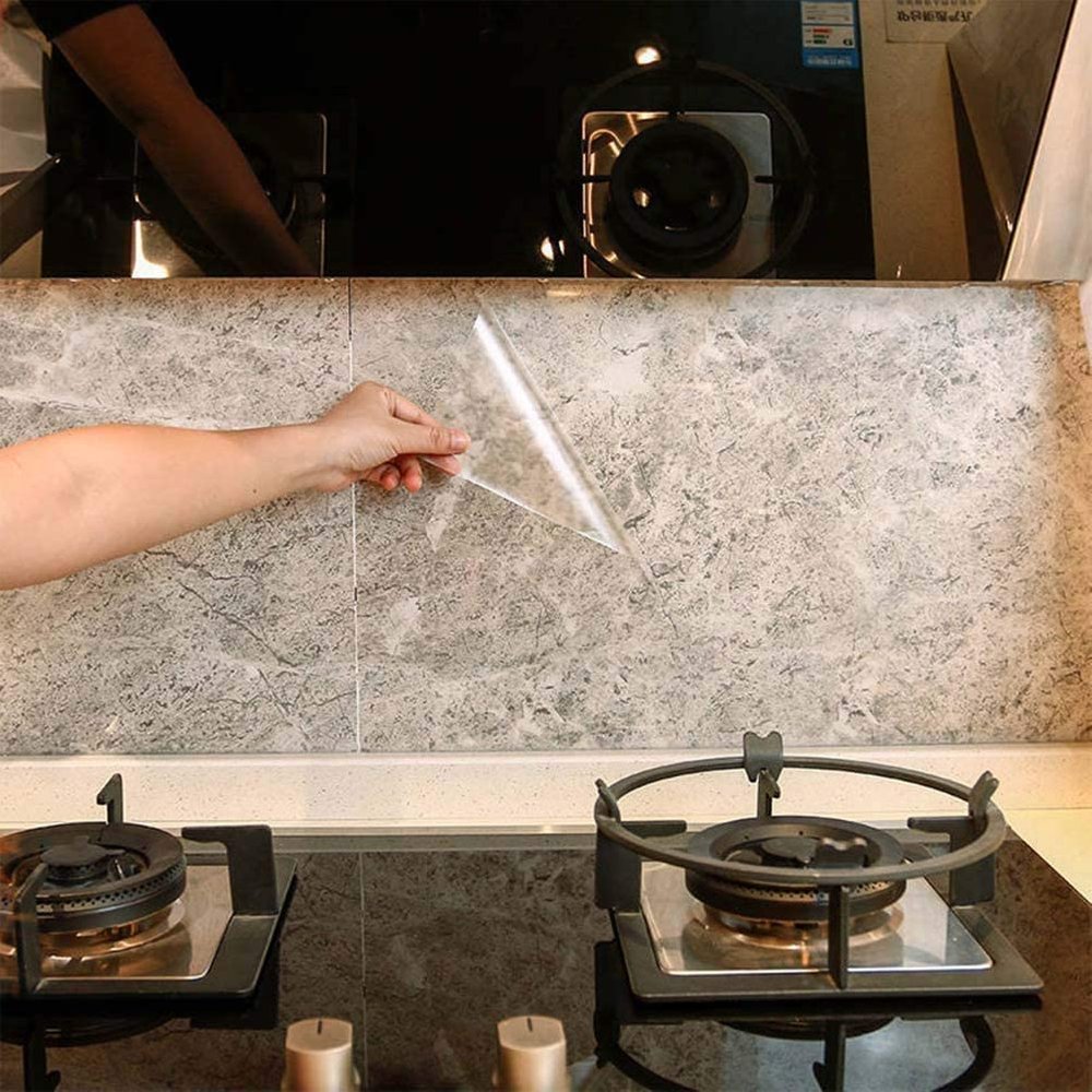SIA VENDORS Clear Transparent Kitchen Backsplash Protective Contact Paper Removable Clear Wall Protector Oil Proof Waterproof Sticker Easy to Clean 20 x 40 Inch