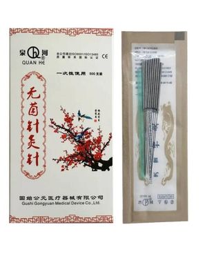 500 pcs/50 Packs / 0.25 * 40/1.5 inch Acupuncture Spring Handle Needles with guide tube massage Treat