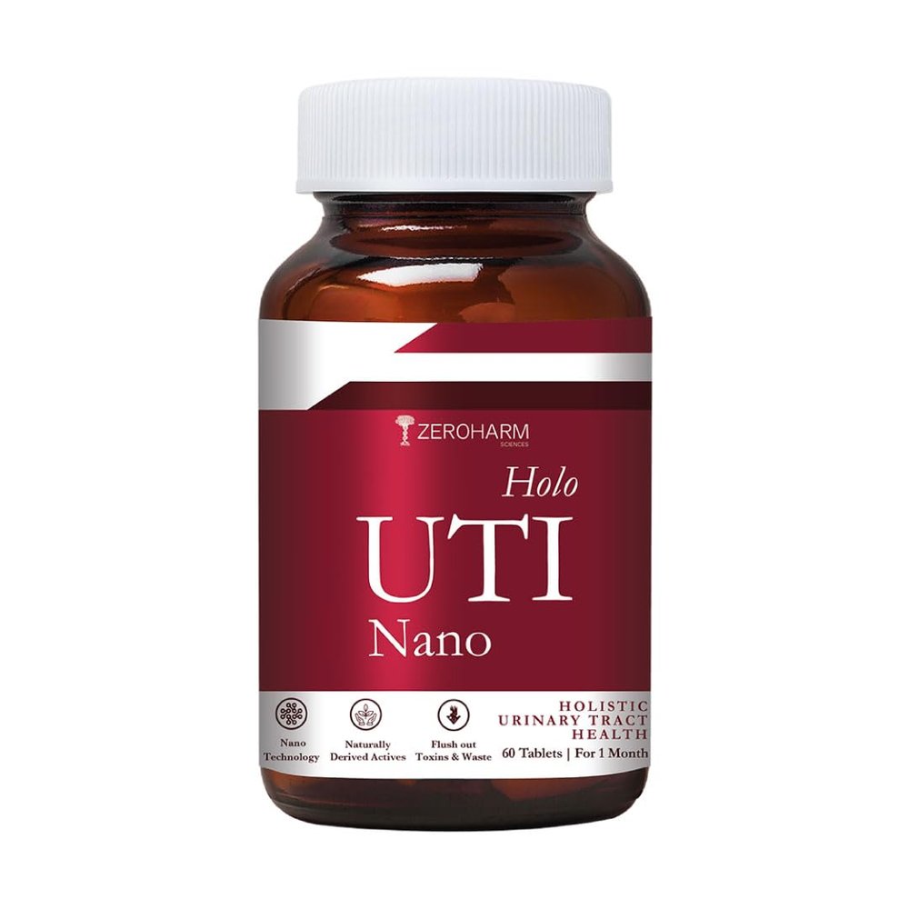 ZEROHARM Holo UTI with Cranberry, D-Mannose, Hibiscus & Dandelion - Helps Reduce Burning & Discomfort - Fast-Acting Relief Supplement For Men & Women With Advanced Nano Technology - 60 Tablets