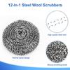 Dreamlover 12 Pack Stainless Steel Scrubber, Metal Scouring Pads, Kitchen Cleaner, Cleaning Supplies view 2