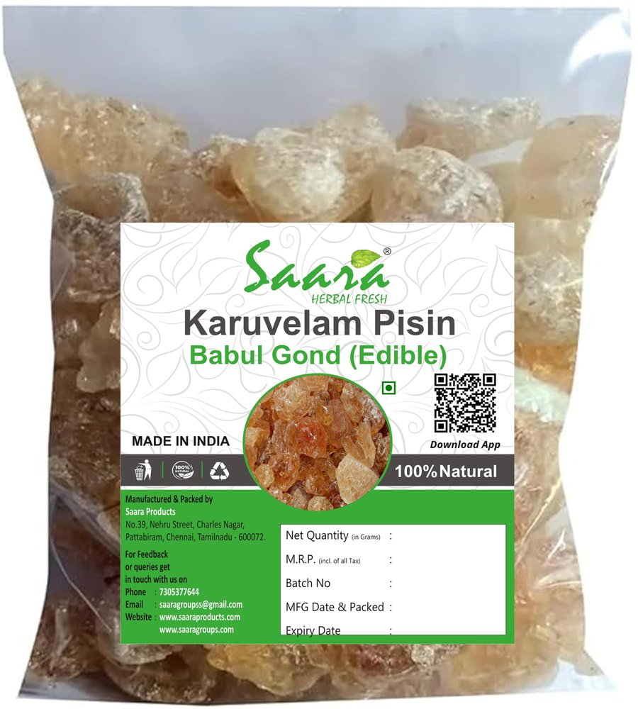 Saara HERBAL FRESH Edible Gond,250g, Babul Gond, Babool Gond, Babul Gum, Kikar Gond, Gum Arabic, Acacia Gum, Arabica Gum, 250g