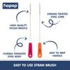Hopop Stainless Steel Nylon Thin Pipes Drinking Straw Cleaning Brush | Durable Bristle | Easy-to-Use Cleaner | Perfect for Straws | Pack of 2 | Pink/Orange view 2