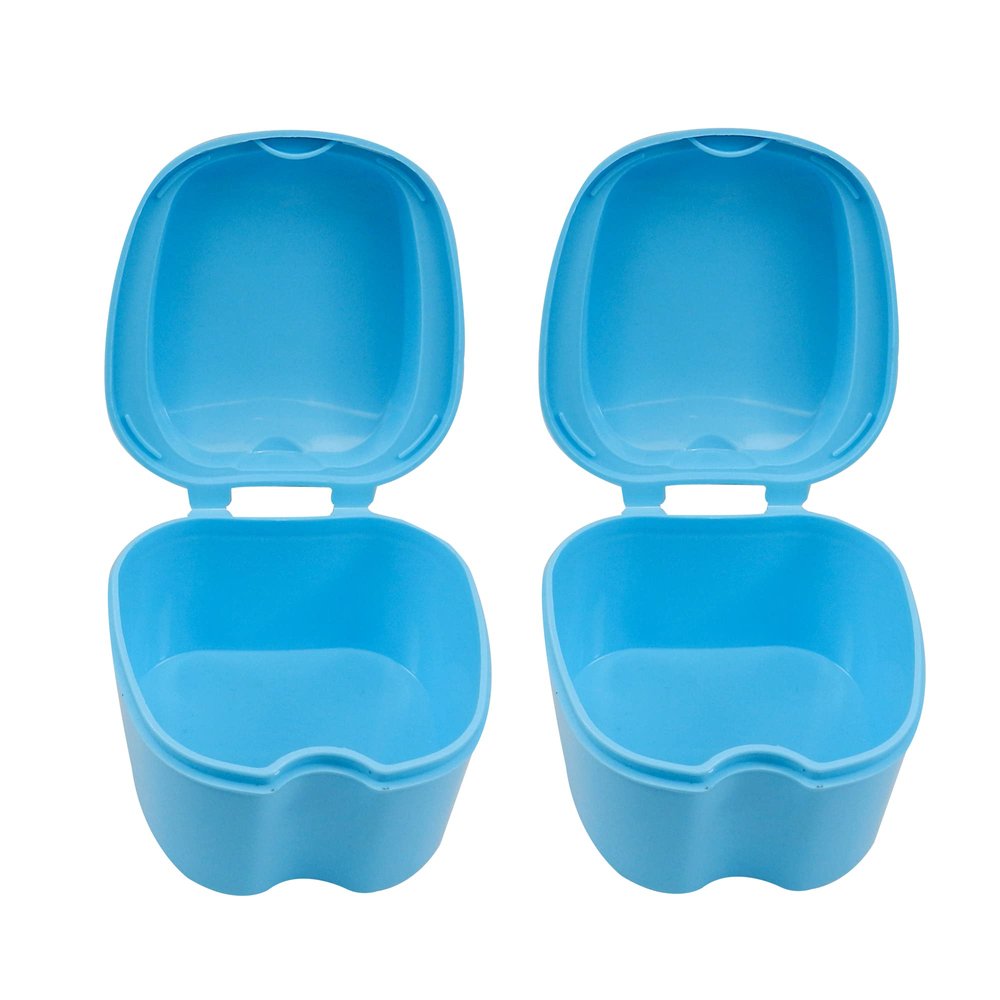 Dentosmile Denture Boxes, Retainer Box Orthodontic Mouth Guard Dental Storage Container/Teeth Storage Box in Light Blue Color (2)