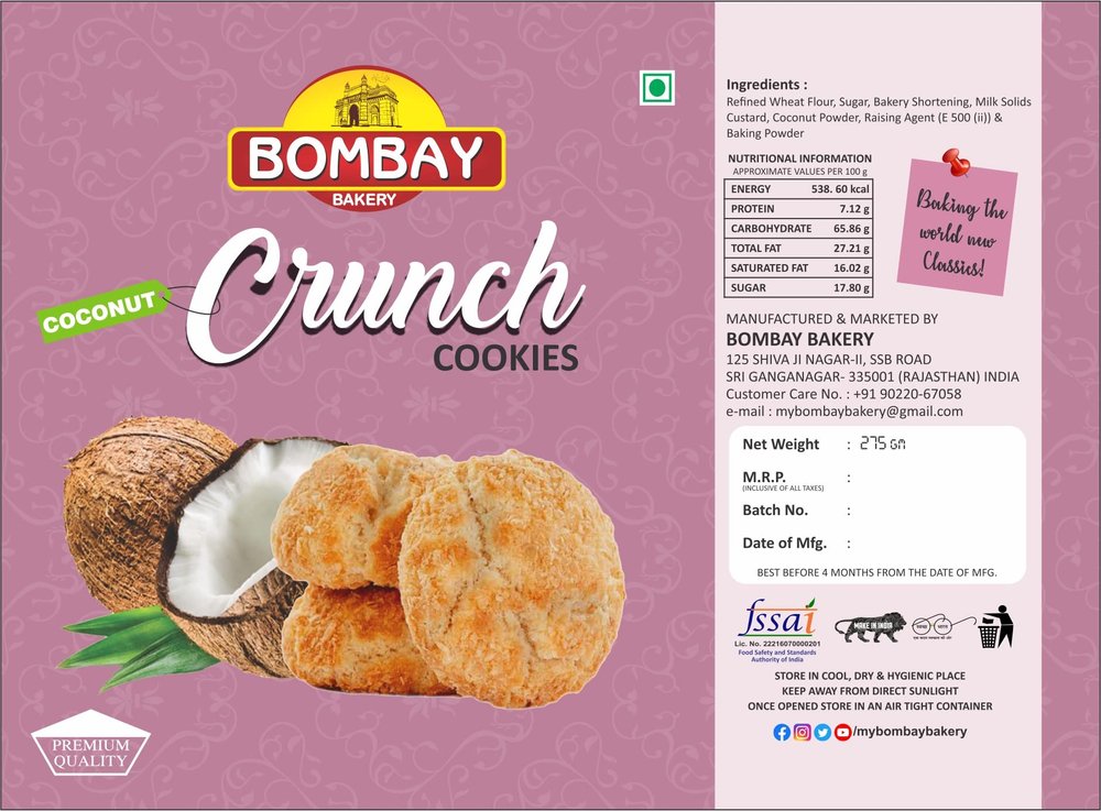 BOMBAY BAKERY COCONUT CRUNCH COOKIES