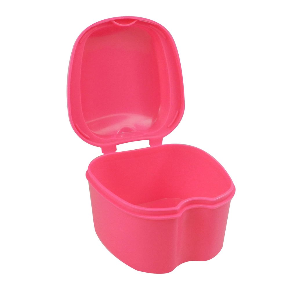 Dentosmile Denture Boxes, Retainer Box Orthodontic Mouth Guard Dental Storage Container/Teeth Storage Box in Pink Color (1)