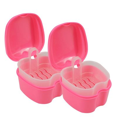 Dentosmile Denture Box in Pink Color - Dental Orthodontic Retainer Case | Teeth Storage Box, Denture Storage Case Fake Tooth Holder with Strainer (2)