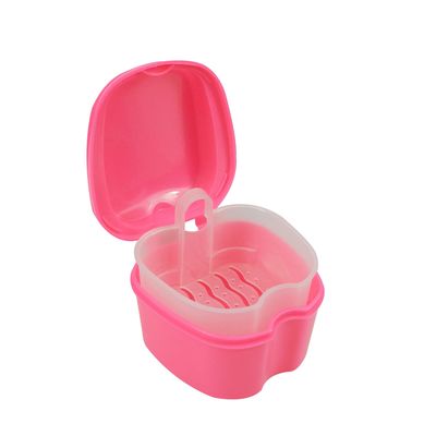Dentosmile Denture Box in Pink Color - Dental Orthodontic Retainer Case | Teeth Storage Box, Denture Storage Case Fake Tooth Holder with Strainer (1)