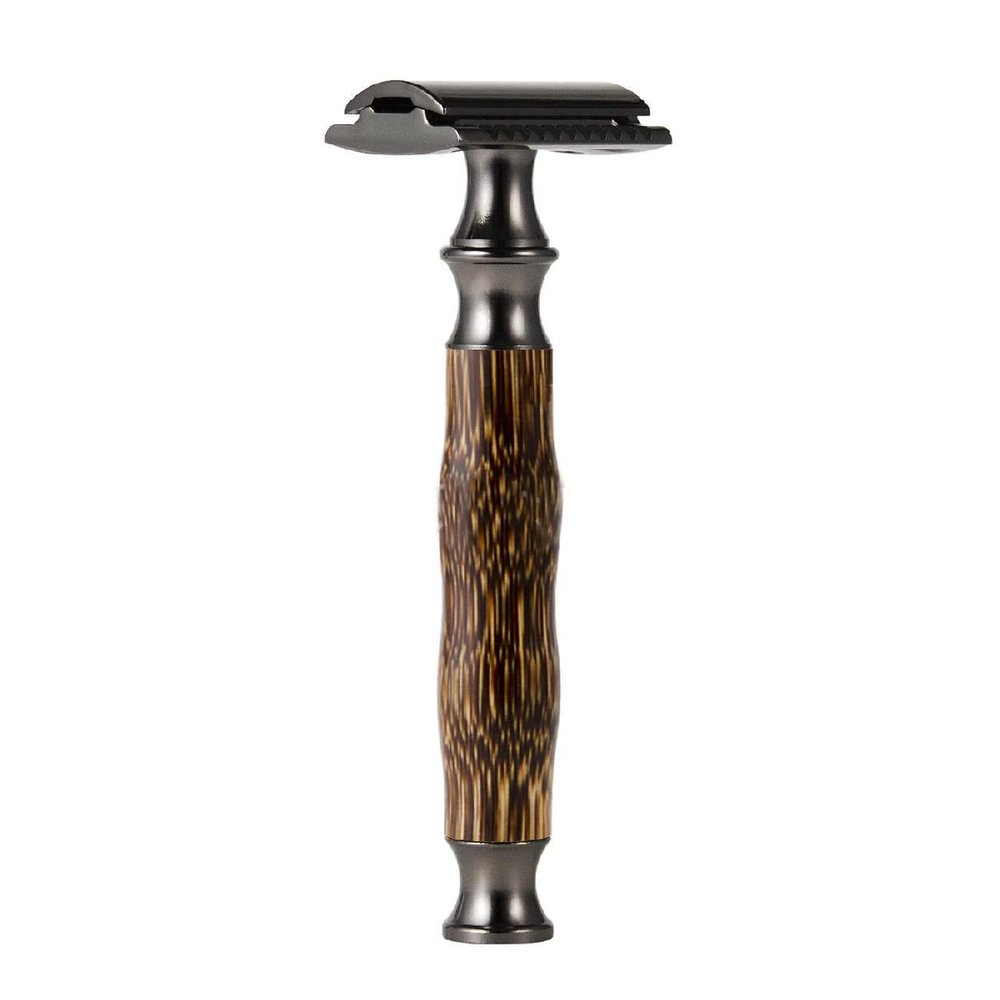 Kenem-X Double Edge Safety Shaving Razor with Natural Bamboo Handle - Experience A Better Shave (Silver)