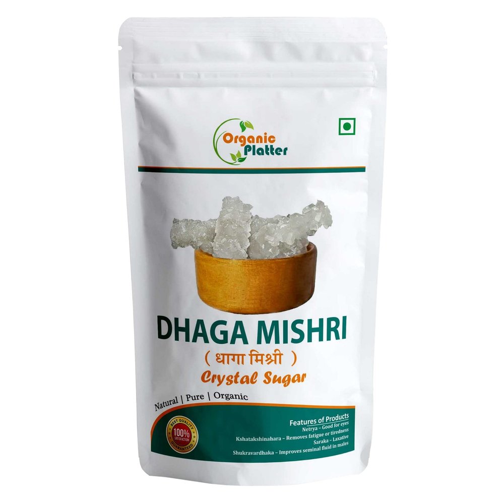 Dhaga Mishri (Sugar Candy) Thread Mishri for Pooja Havan Dhage wali Misri Crystal Sweet Candy Dora Mishri Kunja Mishri Patika Bellam Khadi Sakar Kuja Misri Rock Sugar (Pouch) (200gm)
